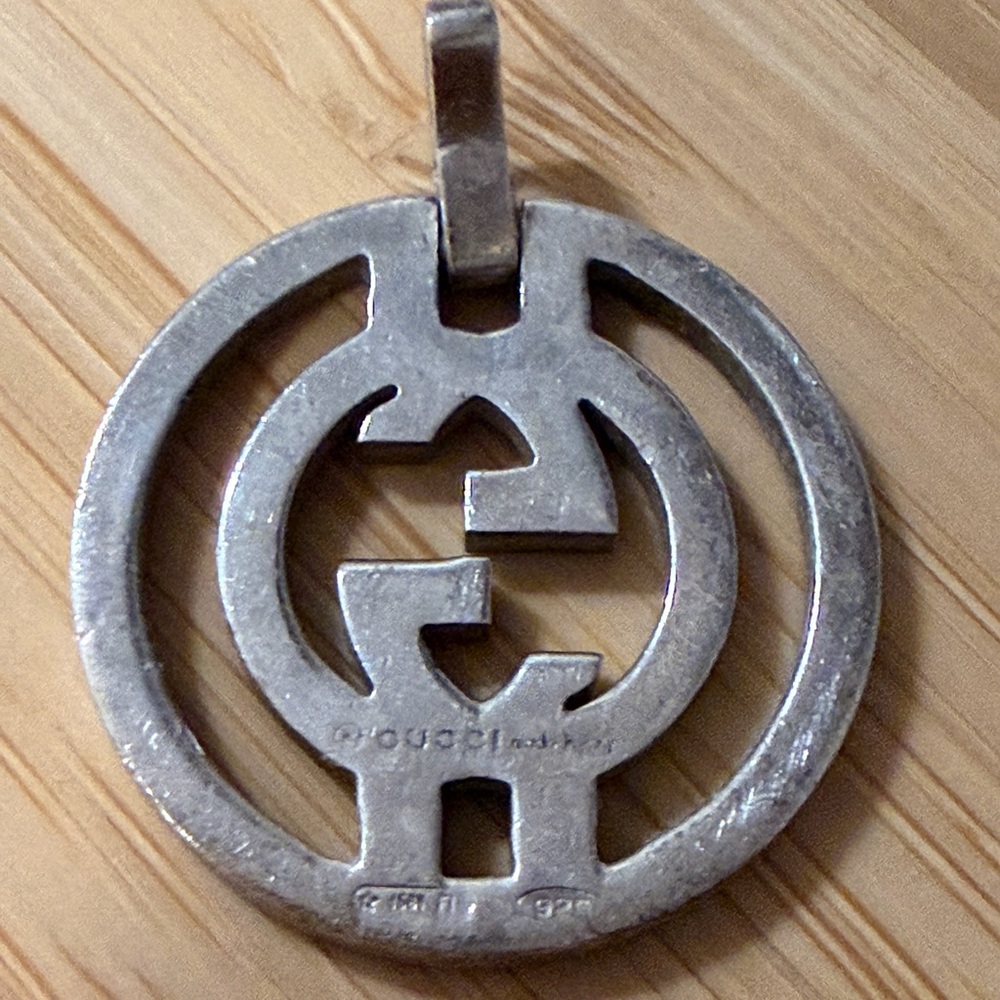 Vintage Silver Pendant with Double G Design